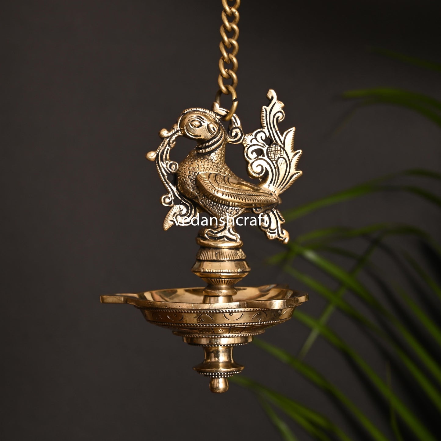 Brass Ethnic Hanging Peacock Diya