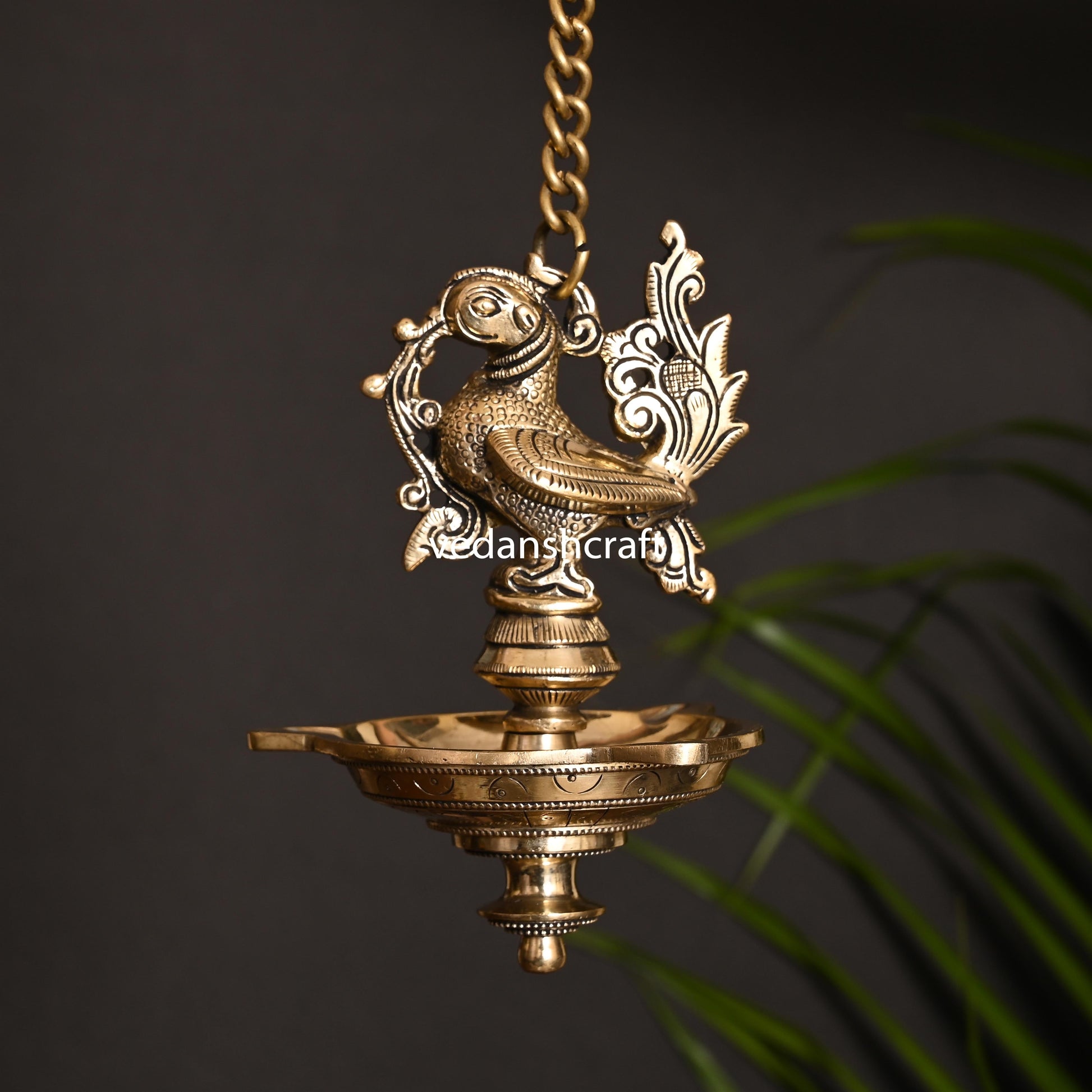 Brass Ethnic Hanging Peacock Diya