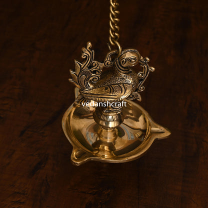 Brass Ethnic Hanging Peacock Diya