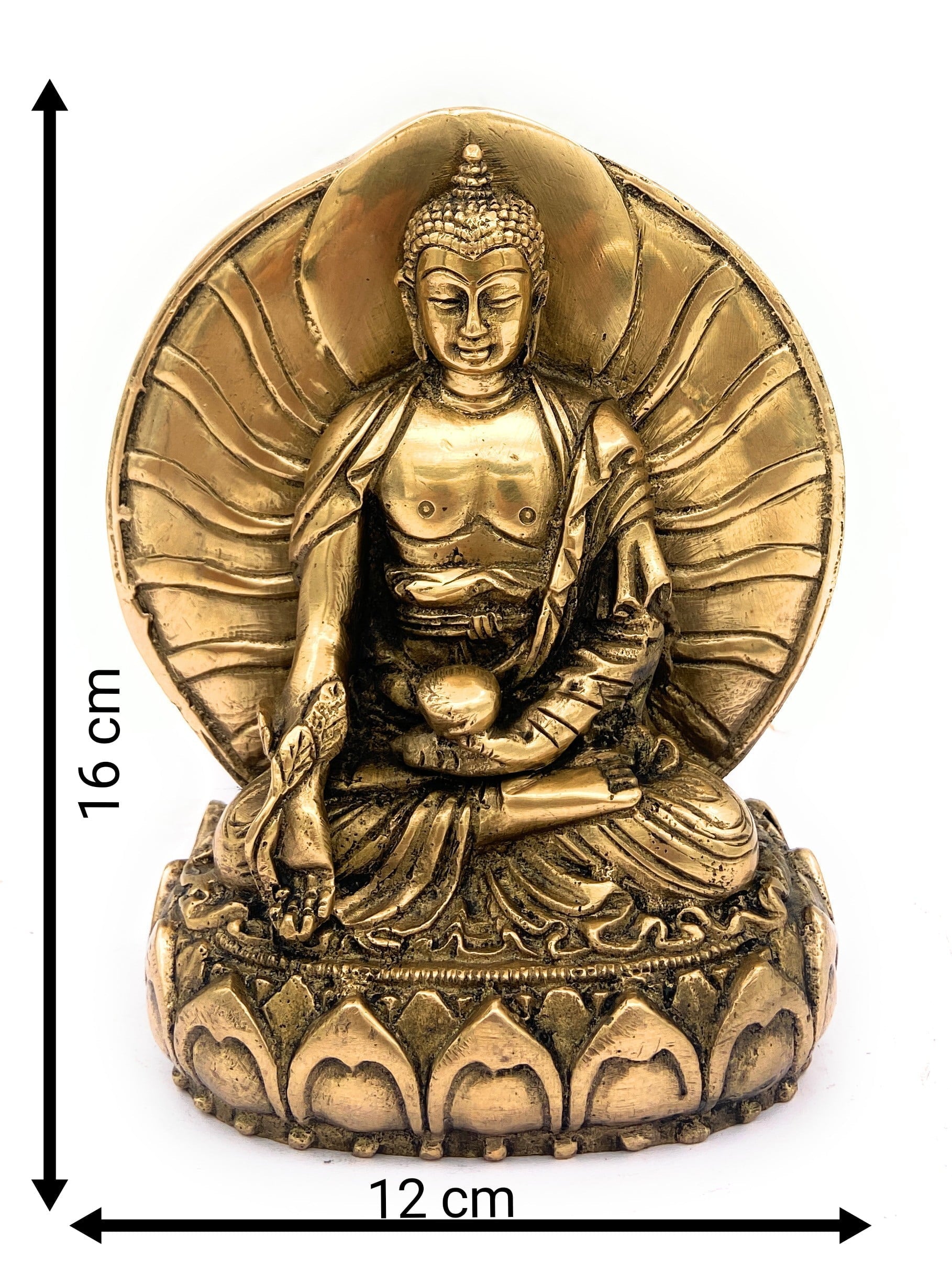Premium Brass Buddha Idol | Lord Buddha Statue | Meditating Buddha Murti | Gautama Buddha Figurine | Spiritual Home Decor Showpiece,Gold, 6.5 Inch, 1 Piece
