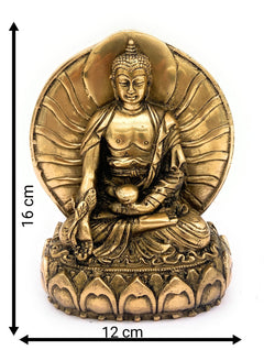 Premium Brass Buddha Idol | Lord Buddha Statue | Meditating Buddha Murti | Gautama Buddha Figurine | Spiritual Home Decor Showpiece,Gold, 6.5 Inch, 1 Piece