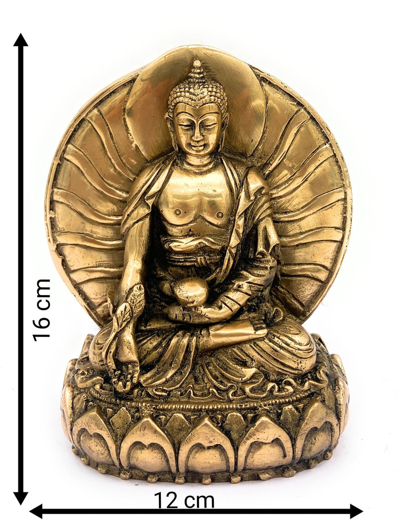 Premium Brass Buddha Idol | Lord Buddha Statue | Meditating Buddha Murti | Gautama Buddha Figurine | Spiritual Home Decor Showpiece,Gold, 6.5 Inch, 1 Piece
