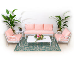 Ettore Outdoor Sofa Set  3 Seater, 2 Single Seater,and 1 Center Table (White)