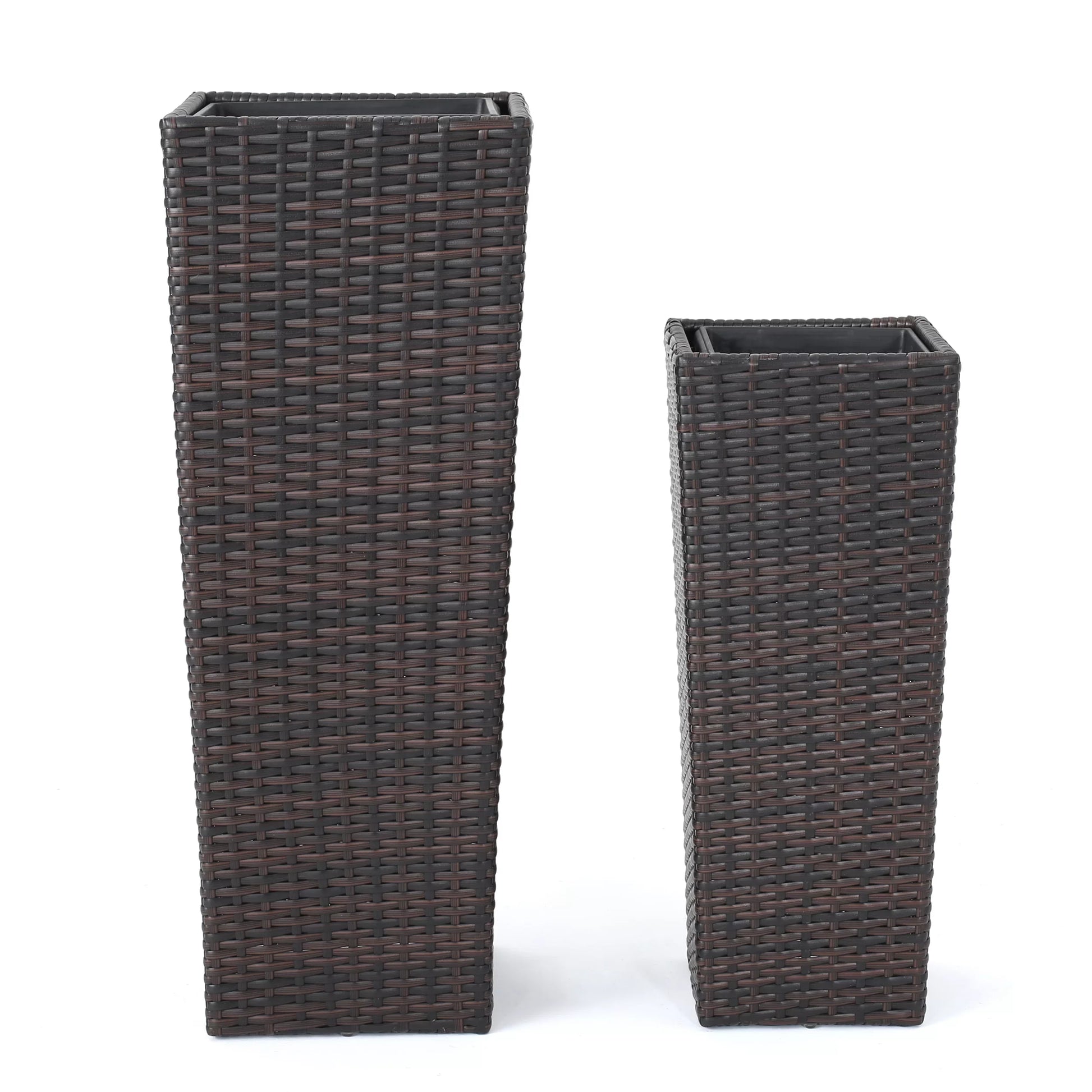Ruben Outdoor Wicker Planters For Garden , Balcony (Dark Brown) set of 2