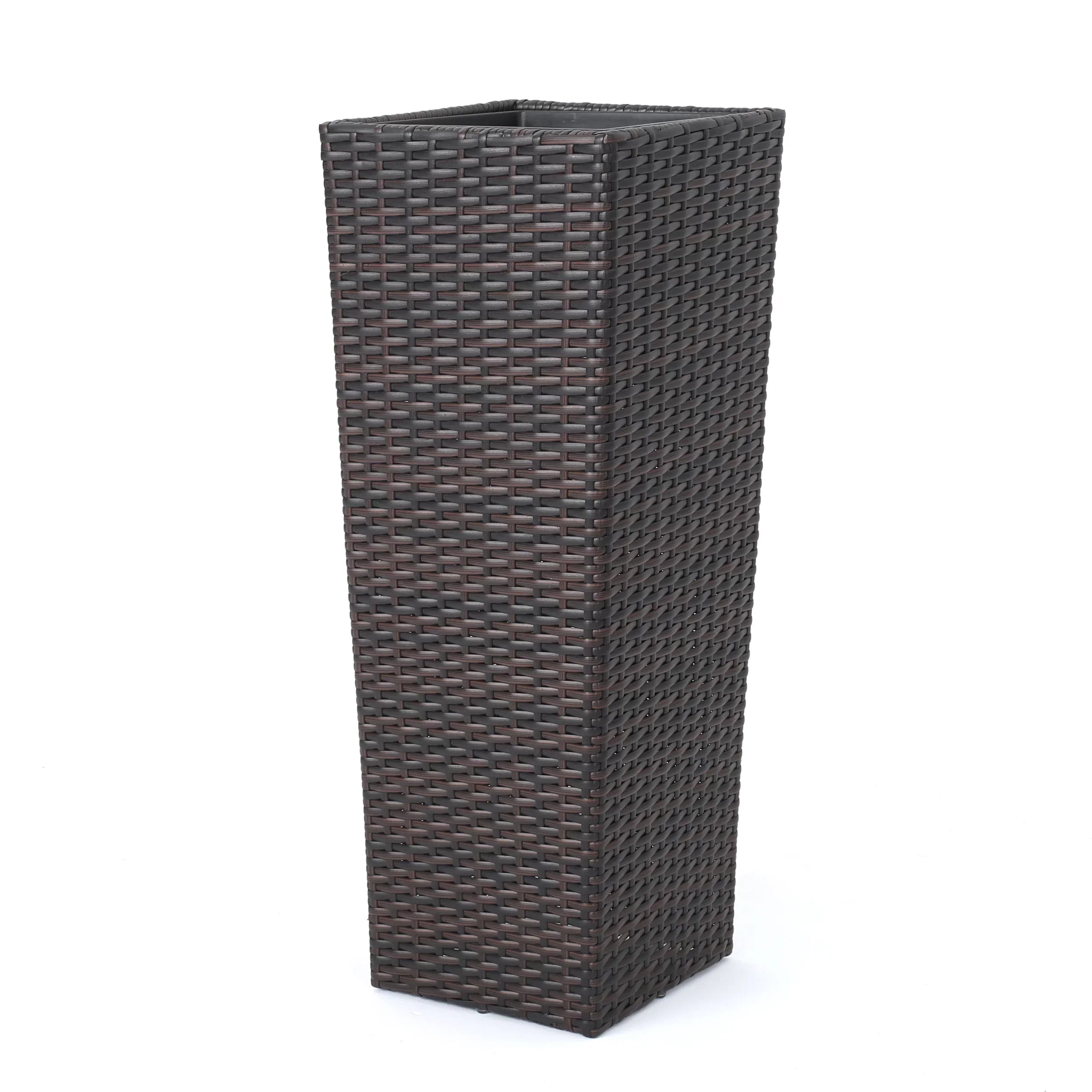 Ruben Outdoor Wicker Planters For Garden , Balcony (Dark Brown) set of 2
