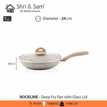 Aluminium Non-Stick Deep Fry Pan with Glass Lid Rockline