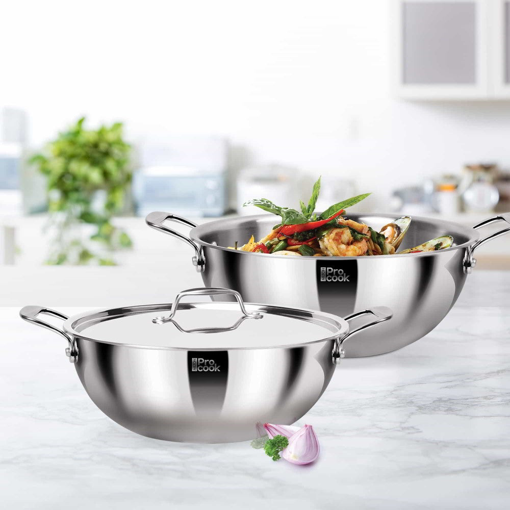 Deep Kadhai With Lid Ss Triply (Milton Procook)