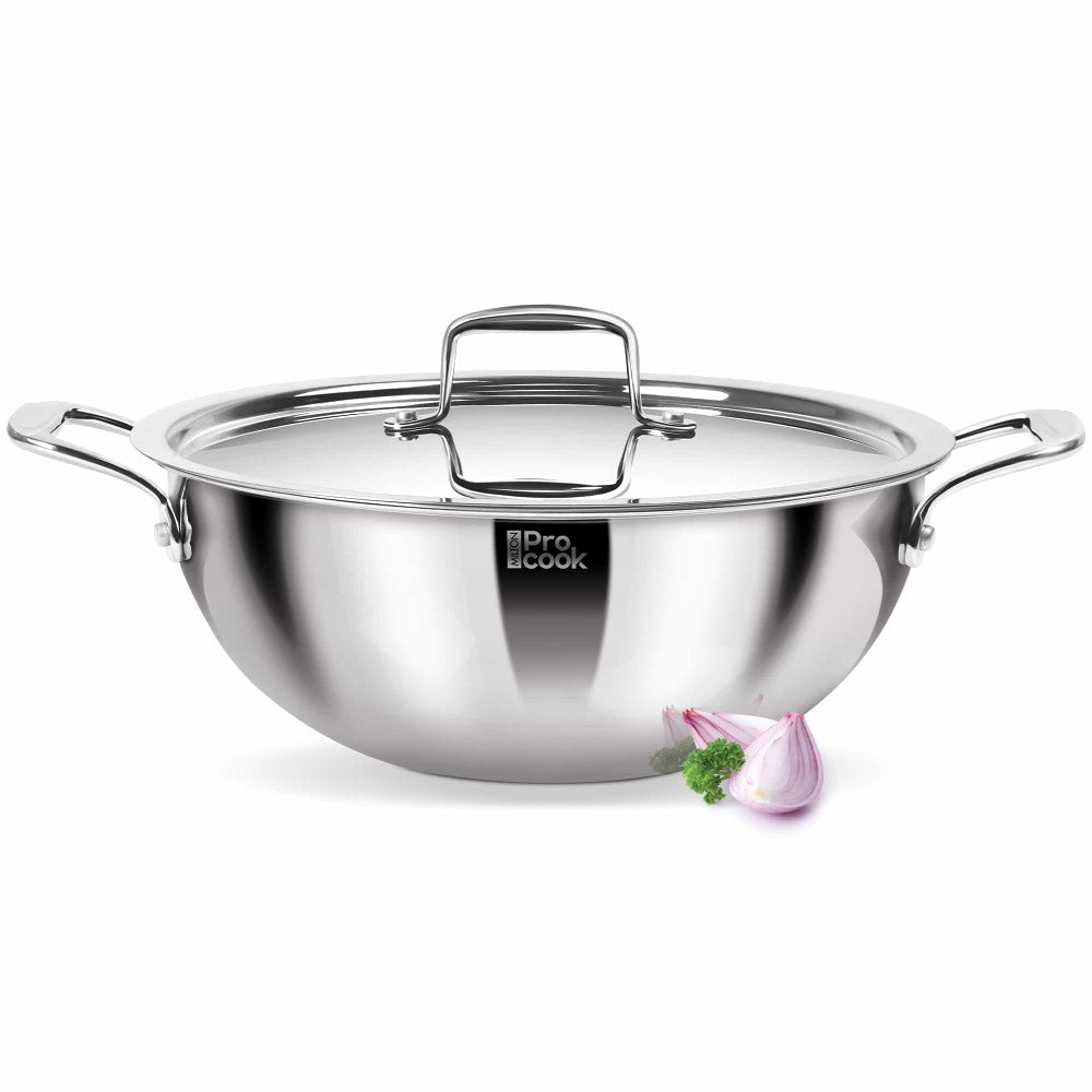 Deep Kadhai With Lid Ss Triply (Milton Procook)