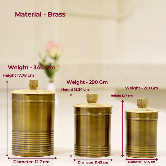 Brass Container/Dabba Set with wooden lid