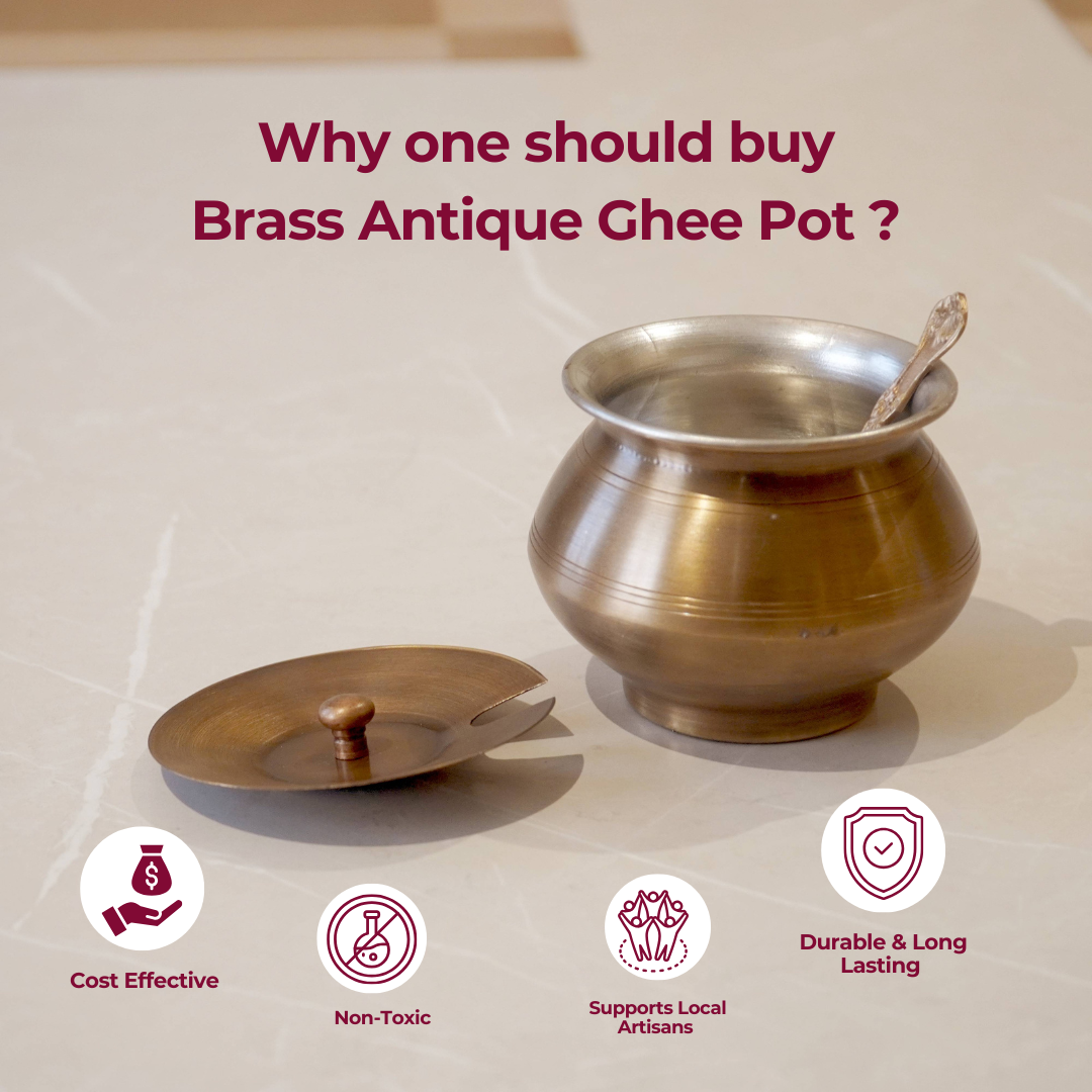 Brass Antique Tin Coated Ghee Pot