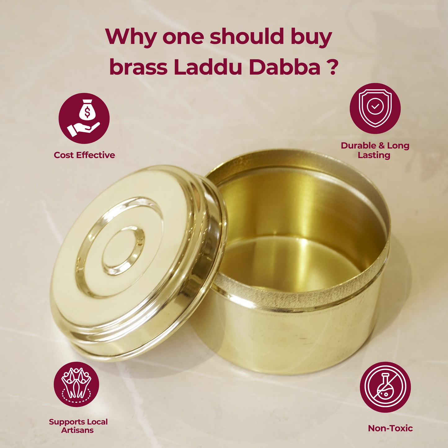 Brass Small Laddu Box / Katordaan