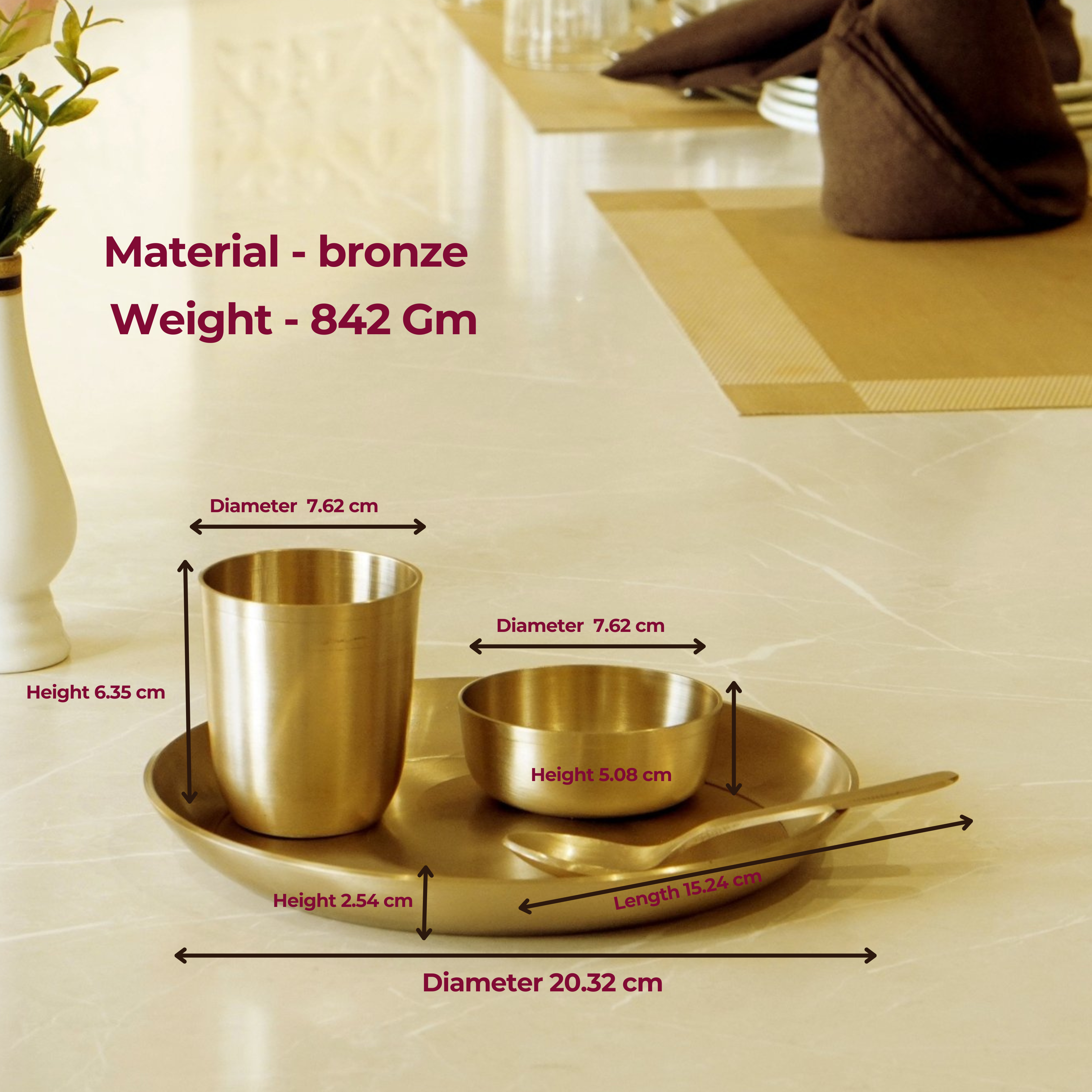Kansa 4Pc Baby/Bhog Set (8" Plate)
