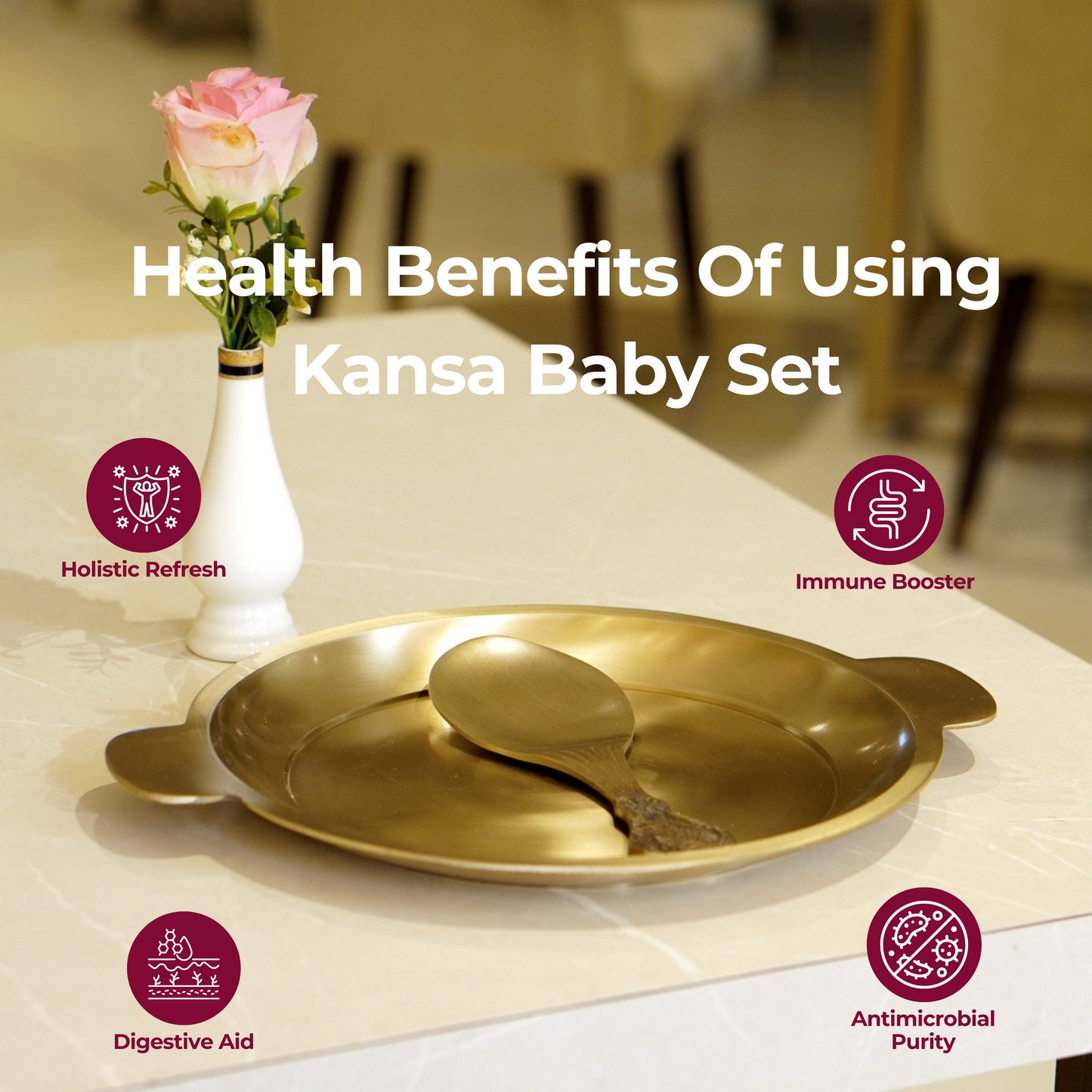 Bronze / Kansa Rice Plate with Rice Serving Spoon