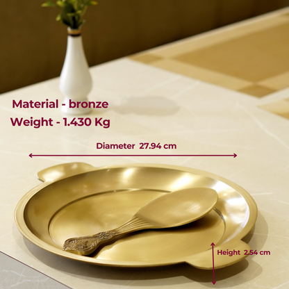 Bronze / Kansa Rice Plate with Rice Serving Spoon