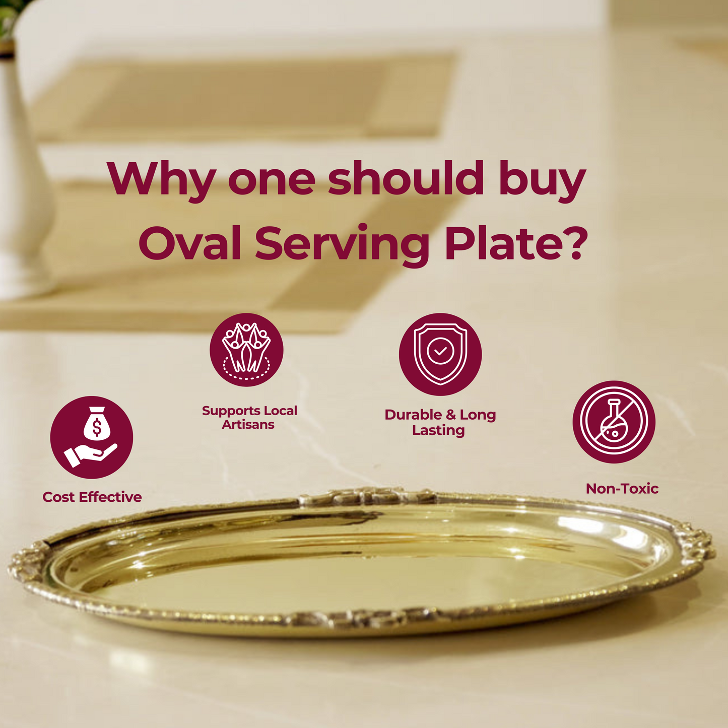 Brass Oval Serving Plate 9"
