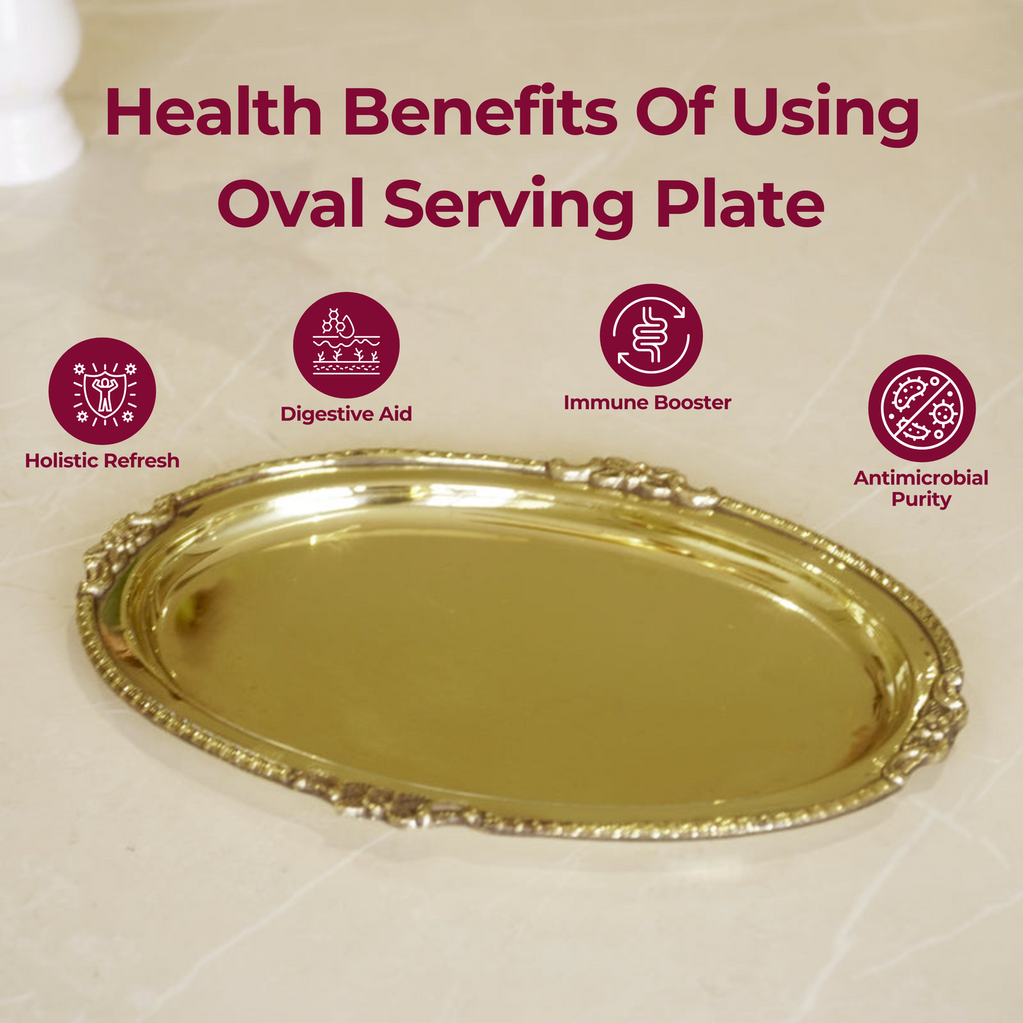 Brass Oval Serving Plate 9"