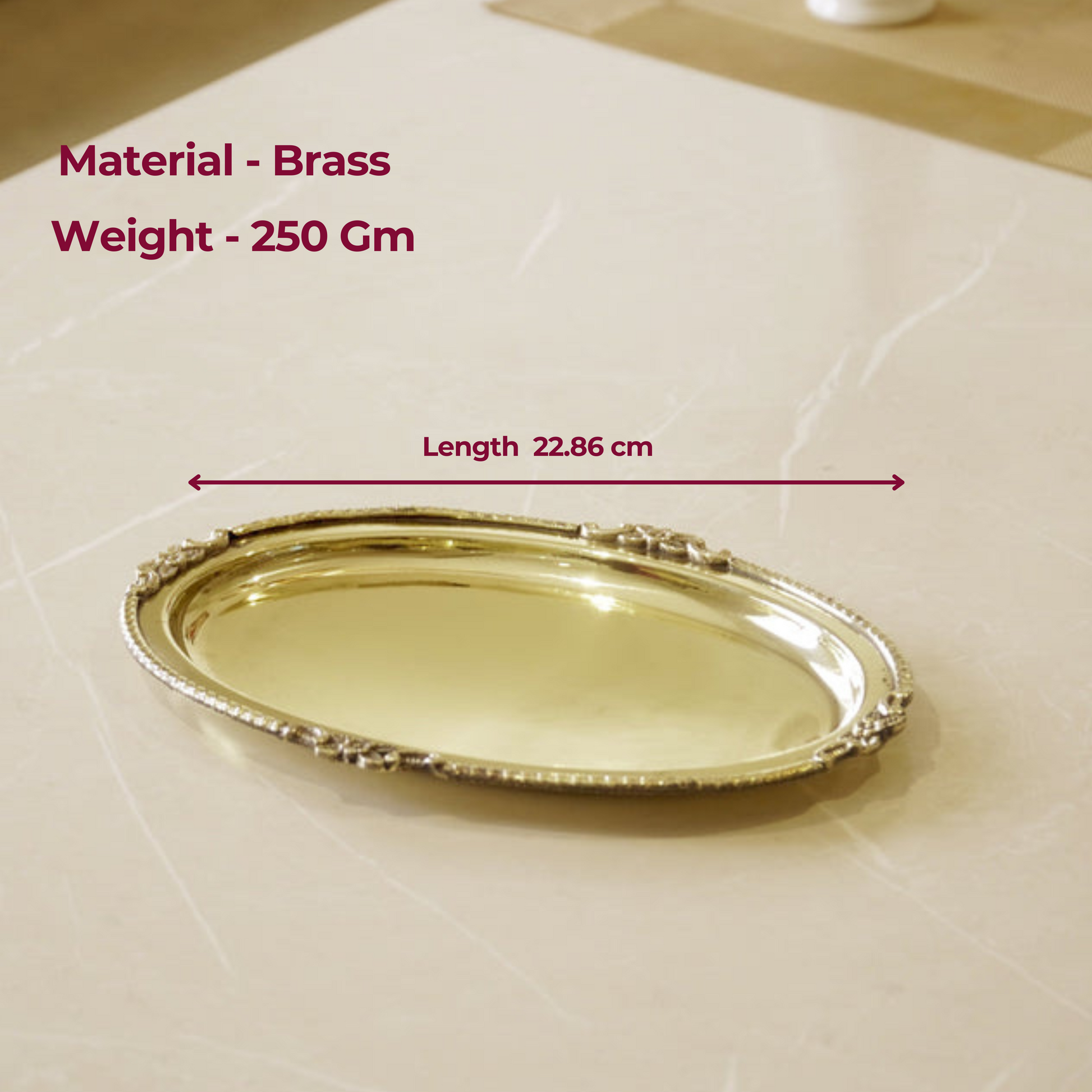 Brass Oval Serving Plate 9"