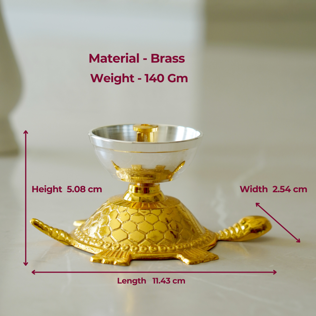 Single Miniature Brass Tortoise / Turtle Oil Lamp (Vastu Tortoise Lamp)