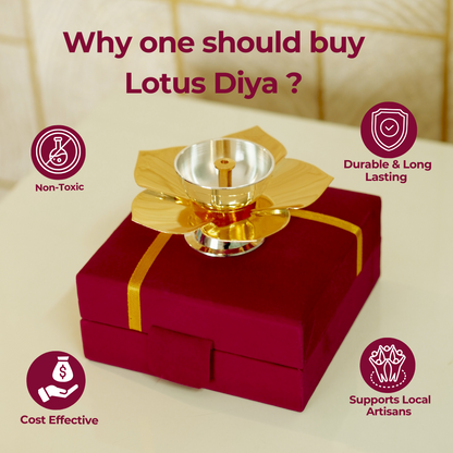 Lotus Diya / Deepak with Velvet Box