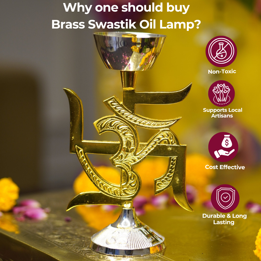 Brass Swastik Oil Lamp [Deepak]