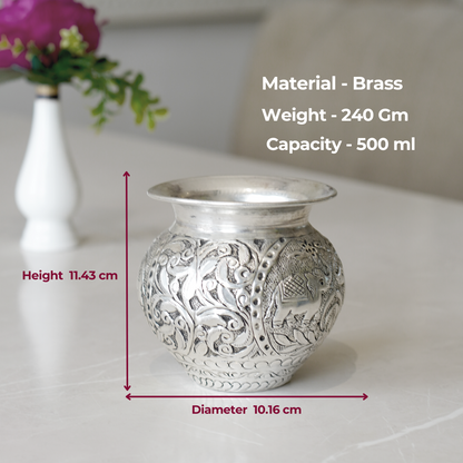 Brass Gaj Lota / Kalash with Silver Finish