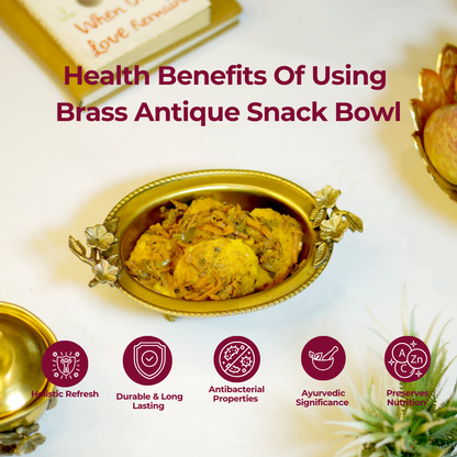 Brass Antique Snack Bowl with Flower Design