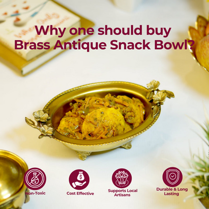 Brass Antique Snack Bowl with Flower Design