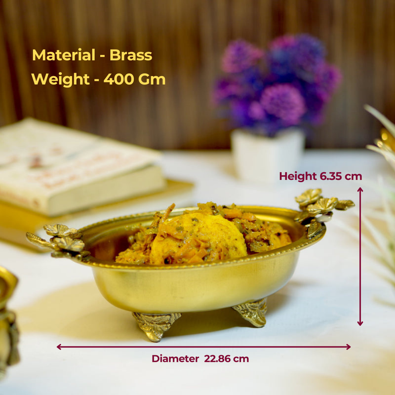 Brass Antique Snack Bowl with Flower Design