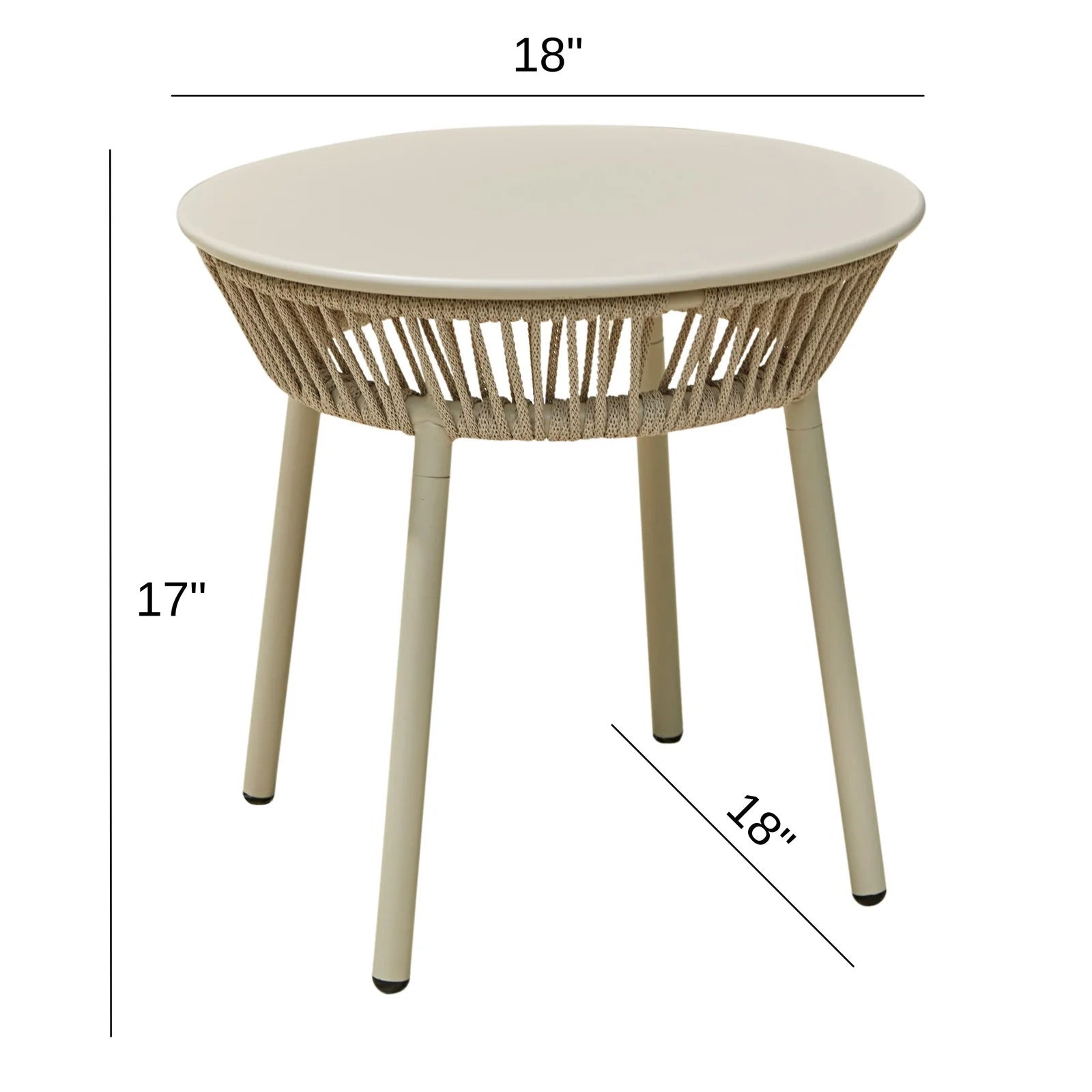 Chimp Outdoor Patio Seating Set 2 Chairs and 1 Table Set (Cream) Braided & Rope