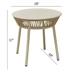 Chimp Outdoor Patio Seating Set 2 Chairs and 1 Table Set (Cream) Braided & Rope