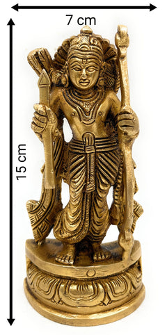 Brass Sri Ram Idol, Pital Rama Murti, Ayodhya Ramachandra Statue, Handmade Shree Ram Vigraham,Gold, 6 Inch, 1 Piece