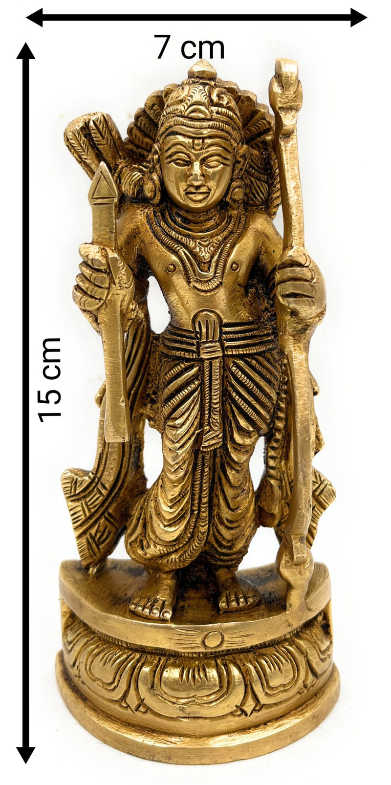 Brass Sri Ram Idol, Pital Rama Murti, Ayodhya Ramachandra Statue, Handmade Shree Ram Vigraham,Gold, 6 Inch, 1 Piece