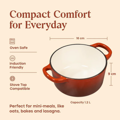 No. 6 Enamel Cast Iron Dutch Oven (1.2L)