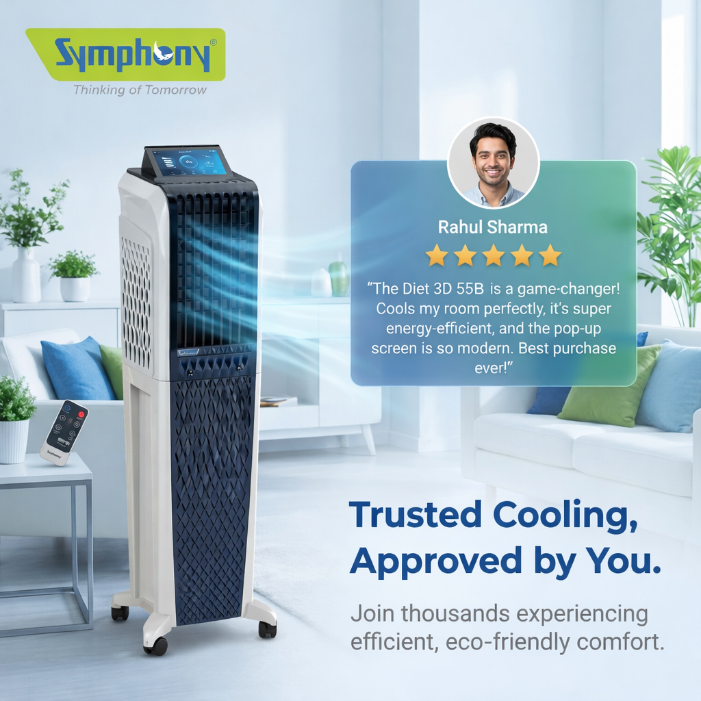 Diet 3D 55B | BLDC Tower Air Cooler | Magnetic Remote | Pop-up Touchscreen