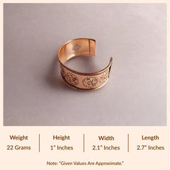 Pure Copper Om Design Broad Bangle Handcrafted Spiritual Bracelet