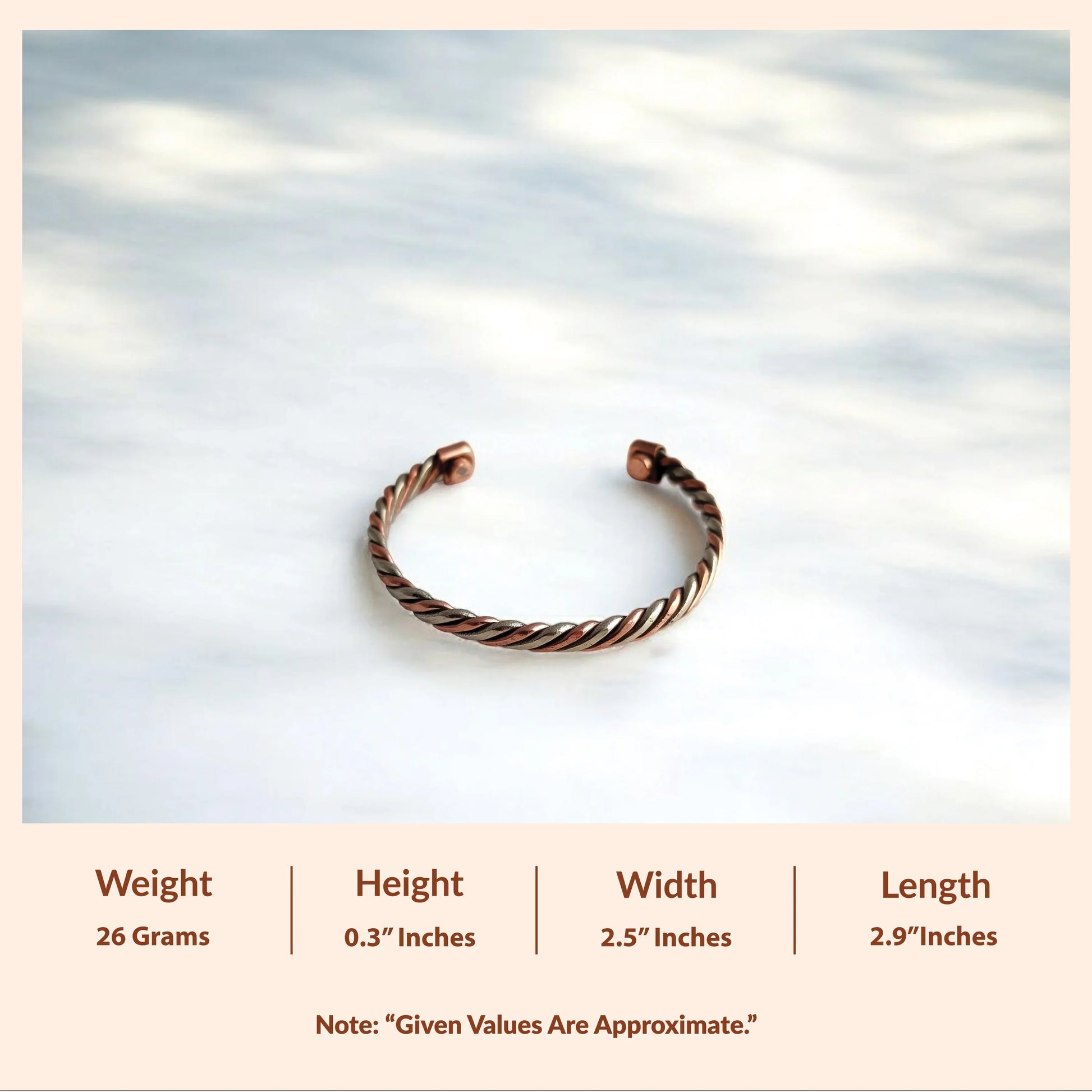 Copper Brass Fashionable Spiral Unisex Kada for Wellness & Gifting