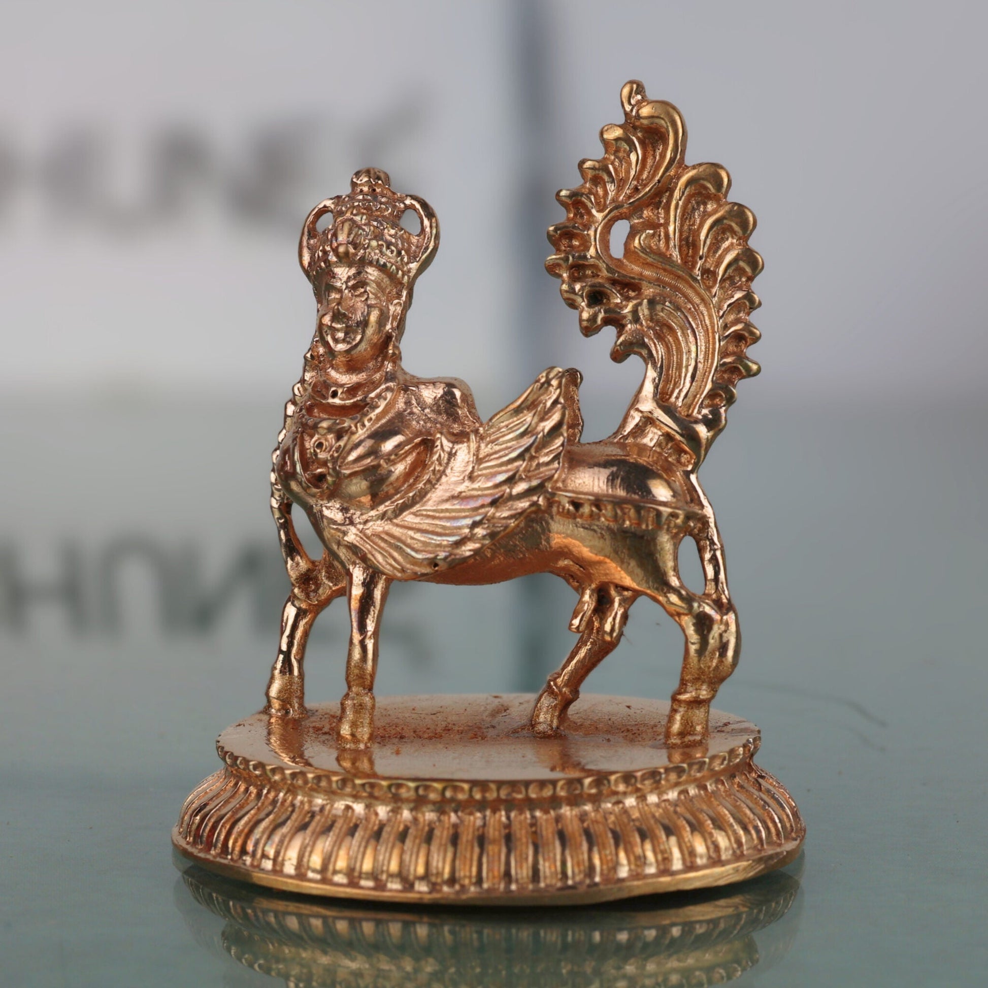 Bronze Handcrafted Kamadenu, Gomata, Surabhi, Divya Gau for Pooja, Temple & Home Decor, Gold, 2 Inch, 1 Piece