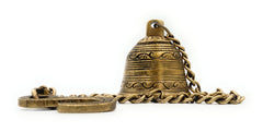 Antique Brass Hanging Bell Peetal Ghanti for Temple Mandir Pooja, Pittal Pitala Ghanta Velli Mani Home Décor,Gold, 3 Inch, 1 Piece
