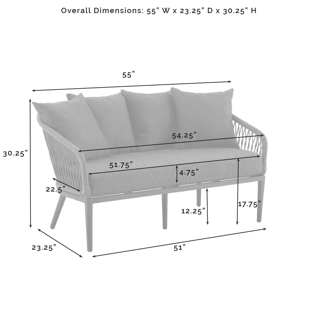Gino Outdoor Sofa Set 2 Seater, 2 Single seater and 1 Center Table (Dark Grey) Braided & Rope
