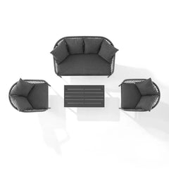Gino Outdoor Sofa Set 2 Seater, 2 Single seater and 1 Center Table (Dark Grey) Braided & Rope
