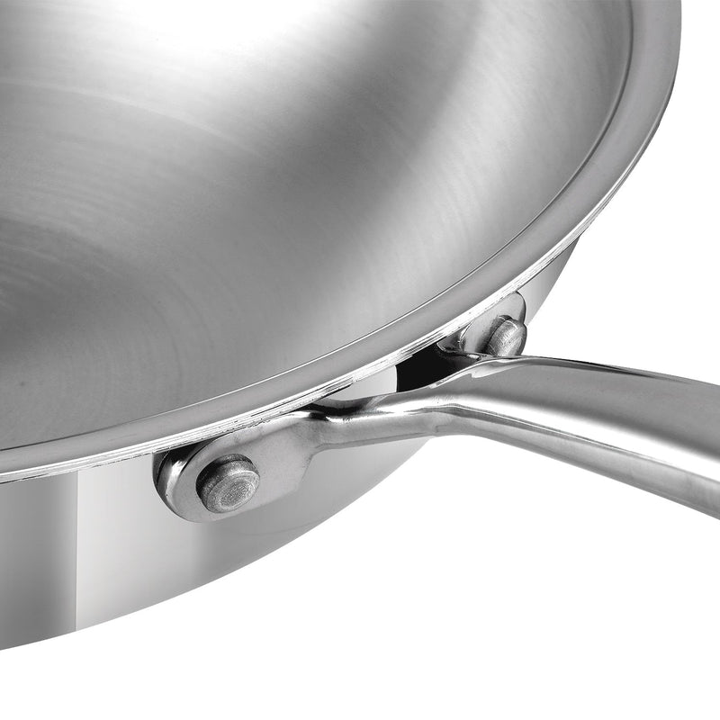 Vinod Platinum Triply Stainless Steel Wok - 26 cm (Induction Friendly)