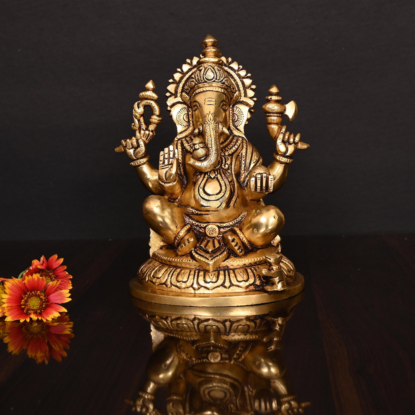 Brass Superfine Ganesha Idol (8 Inch)