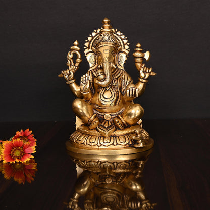 Brass Superfine Ganesha Idol (8 Inch)