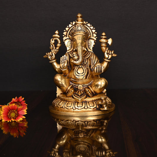 Brass Superfine Ganesha Idol (8 Inch)