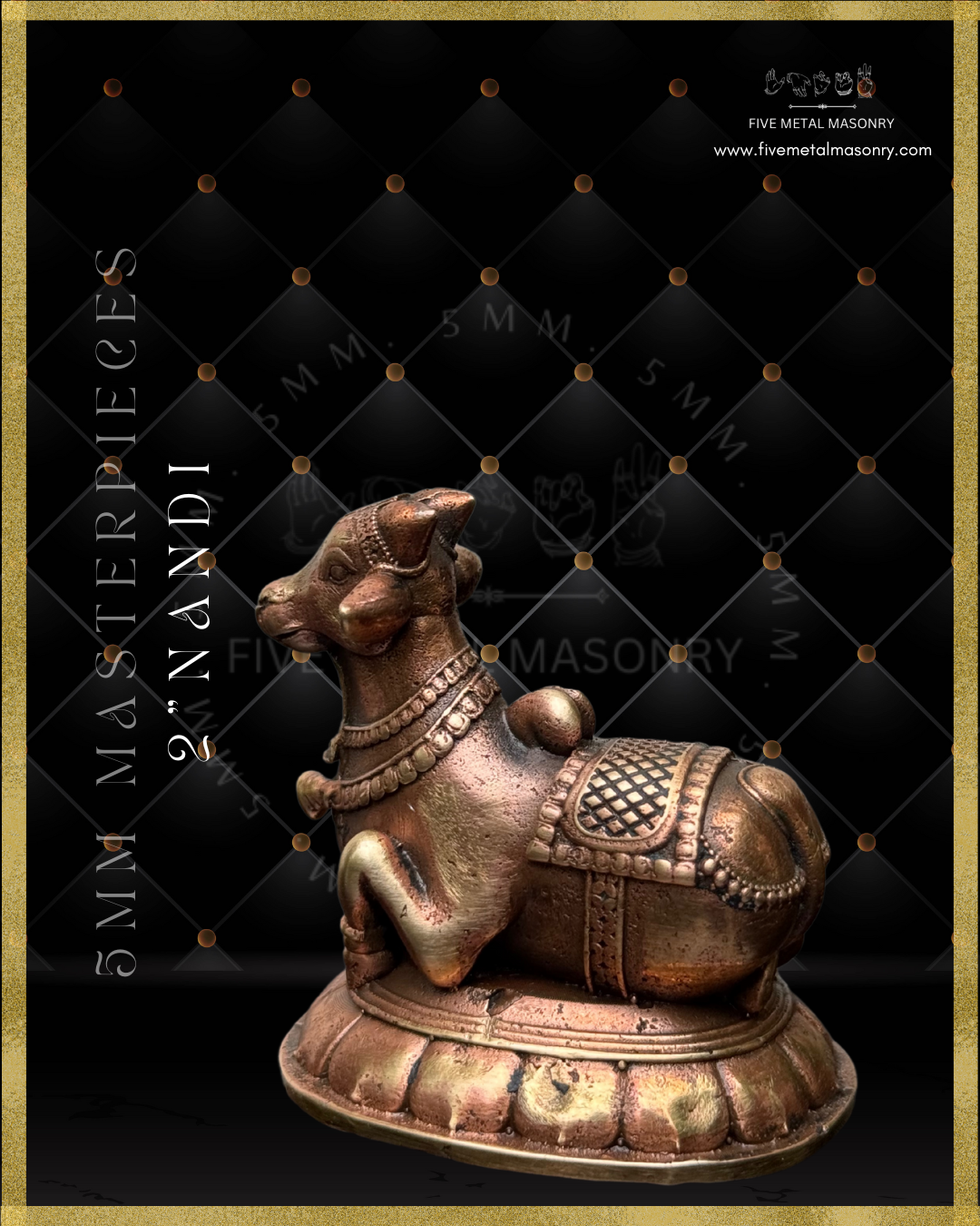 Nandi Panchaloha Bronze Icon - 2"-  Masterpieces Collection
