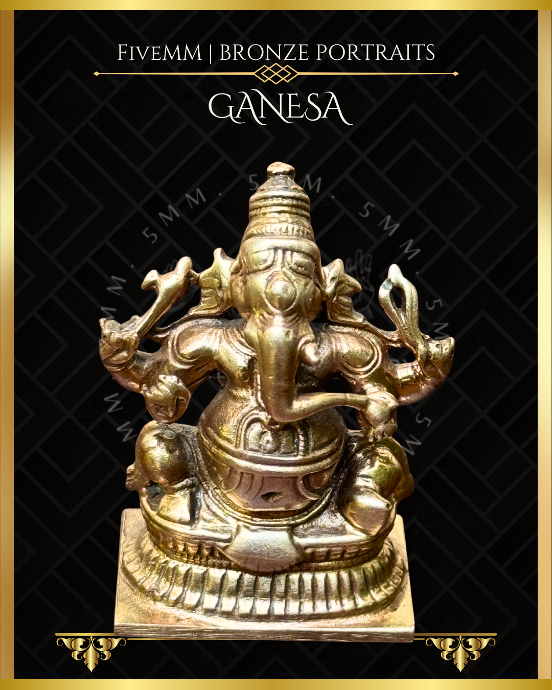 Ganesa Panchaloha Bronze Icon - 1.5" Seated (Trunk:Left) - Polished finish