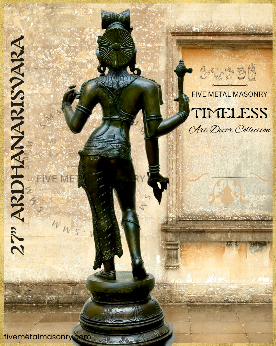Ardhanarisvara Shiva Panchaloha Bronze Icon - 27" - Timeless Collection