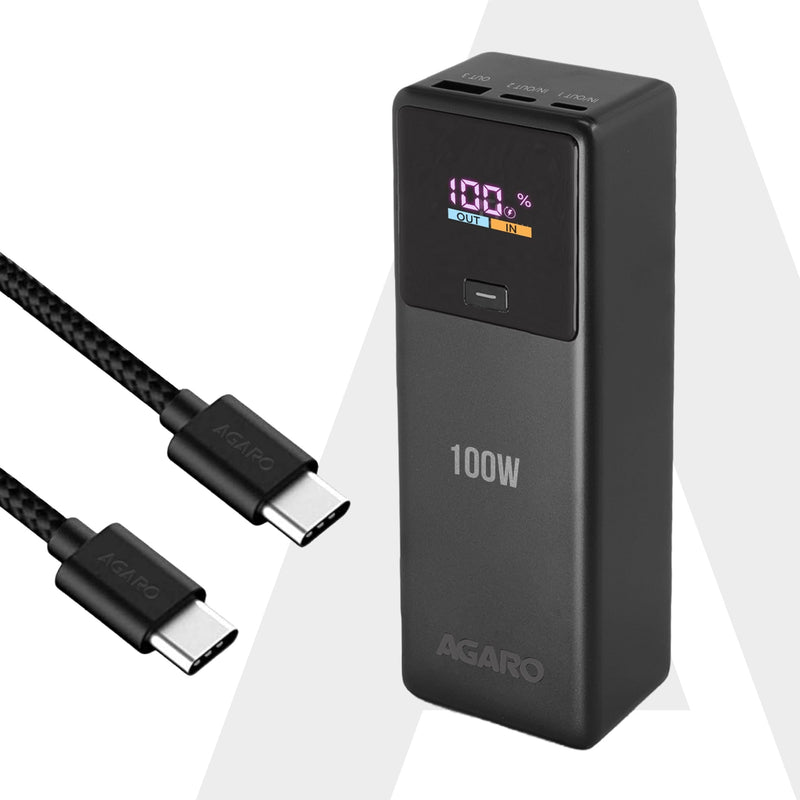AGARO Impulse Power Bank 20000 mAh 100W 3-in-1 Power Bank with 100W PD & 33W QC Output, Fast Charge up to 3 Devices simultaneously, Compatible with Laptop, Mobile, Tablet, iPad, Smartwatch, Earbuds-1