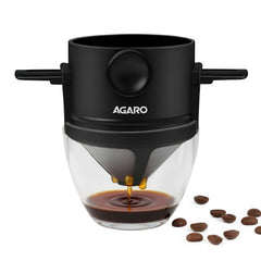 AGARO Pour Over Coffee Maker with Double Mesh Filter, Food Grade 304 Stainless Steel & Plastic Coffee Dripper, 100% Pape