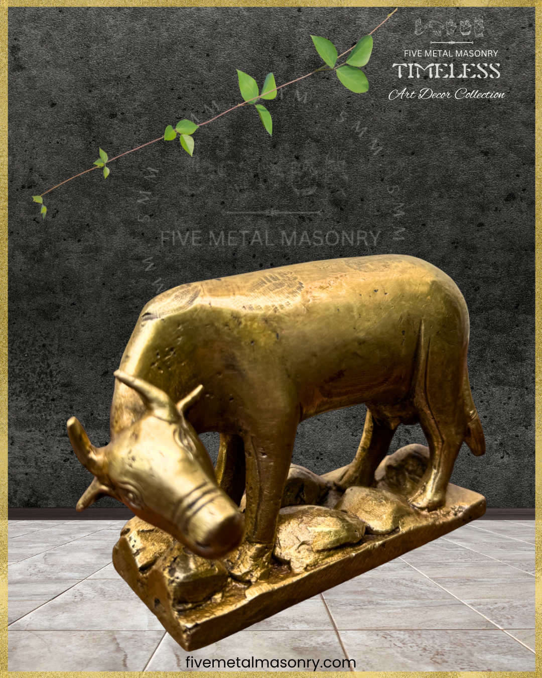 Gauḥ : பசு : Cow Panchaloha Bronze Icon - 4" - Timeless Collection
